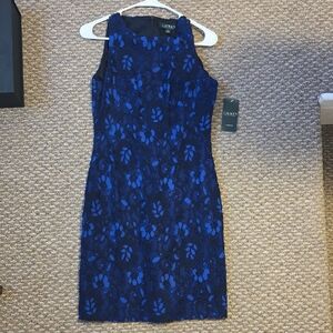 Lauren Ralph Lauren Navy and Black Floral Midi Dress